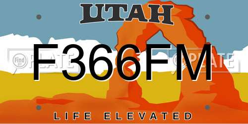 F366FM Utah License Plate