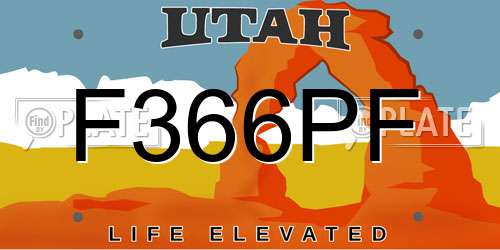 F366PF Utah License Plate