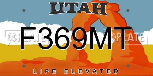 F369MT Utah License Plate