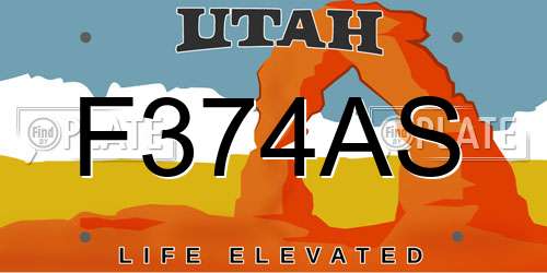 F374AS Utah License Plate