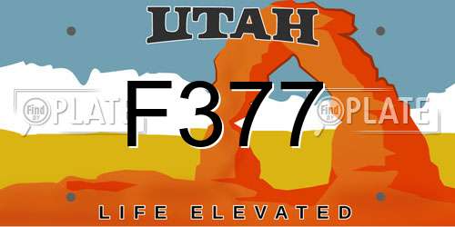 F377 Utah License Plate