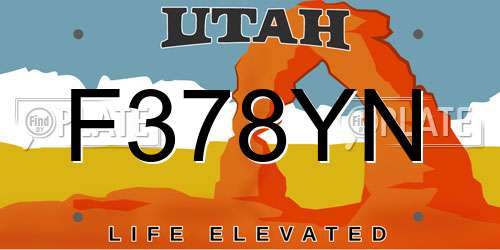 F378YN Utah License Plate