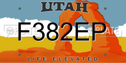 F382EP Utah License Plate