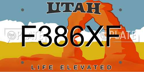 F386XF Utah License Plate