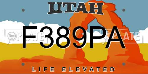 F389PA Utah License Plate
