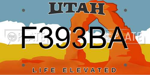 F393BA Utah License Plate