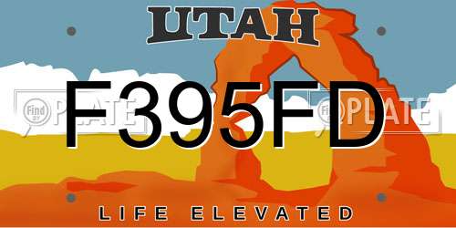 F395FD Utah License Plate