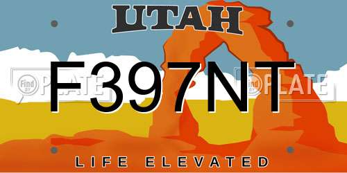 F397NT Utah License Plate