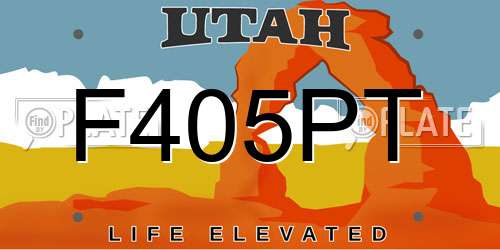 F405PT Utah License Plate