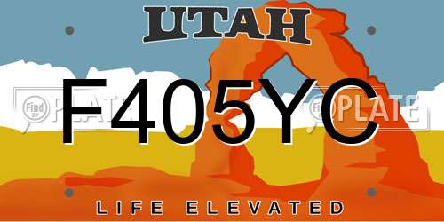 F405YC Utah License Plate