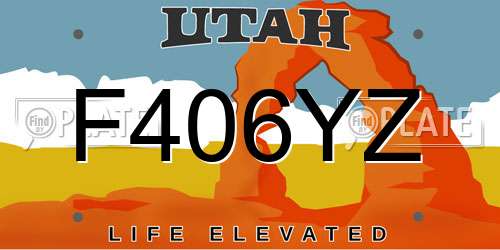 F406YZ Utah License Plate