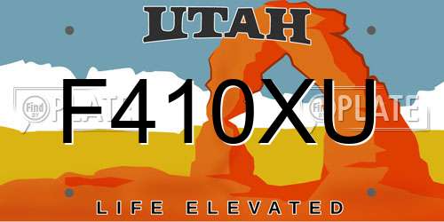 F410XU Utah License Plate