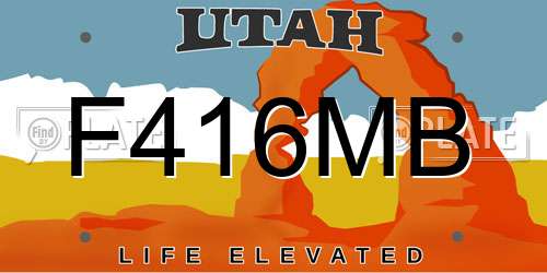 F416MB Utah License Plate