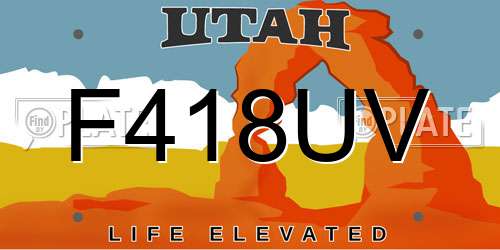 F418UV Utah License Plate