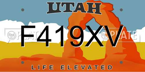 F419XV Utah License Plate
