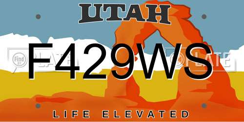 F429WS Utah License Plate