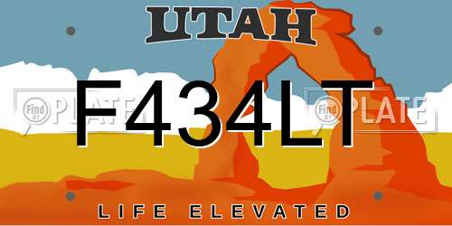 F434LT Utah License Plate