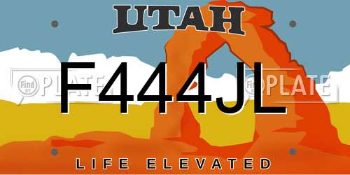 F444JL Utah License Plate