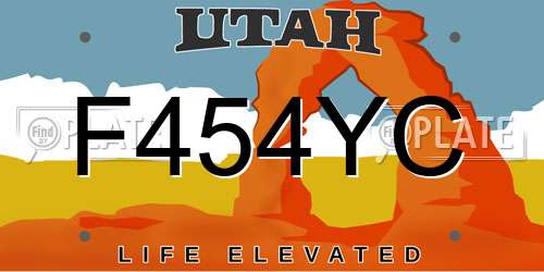 F454YC Utah License Plate