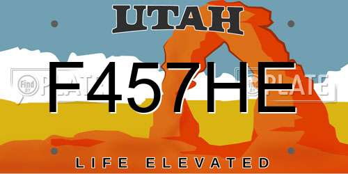 F457HE Utah License Plate