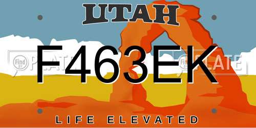 F463EK Utah License Plate