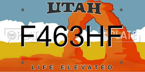 F463HF Utah License Plate