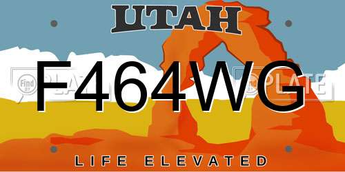 F464WG Utah License Plate