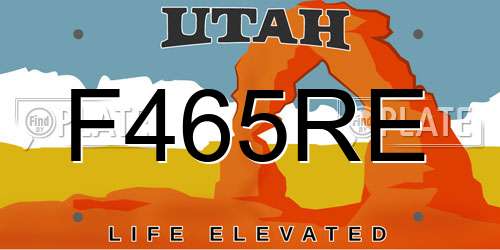 F465RE Utah License Plate