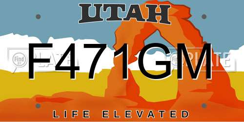 F471GM Utah License Plate