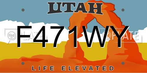 F471WY Utah License Plate