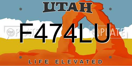 F474LU Utah License Plate