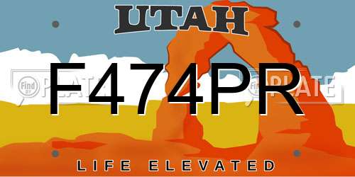 F474PR Utah License Plate