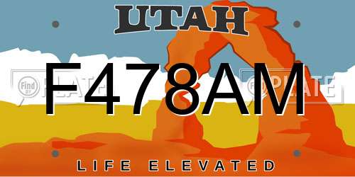 F478AM Utah License Plate