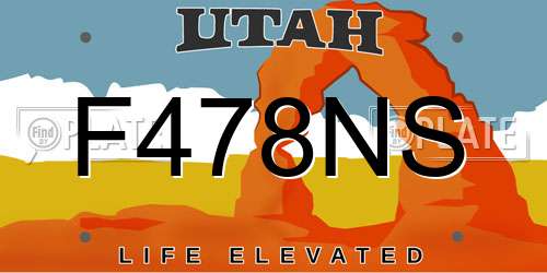 F478NS Utah License Plate