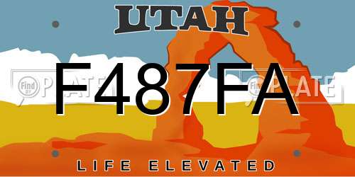 F487FA Utah License Plate