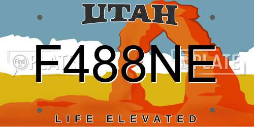F488NE Utah License Plate