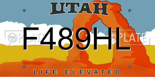 F489HL Utah License Plate