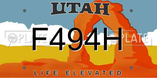 F494H Utah License Plate