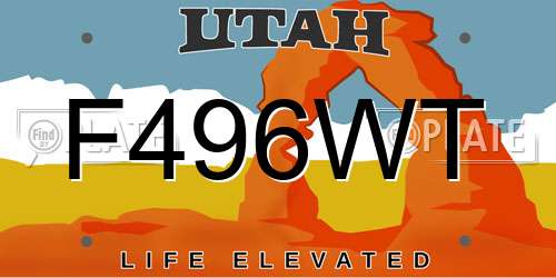 F496WT Utah License Plate