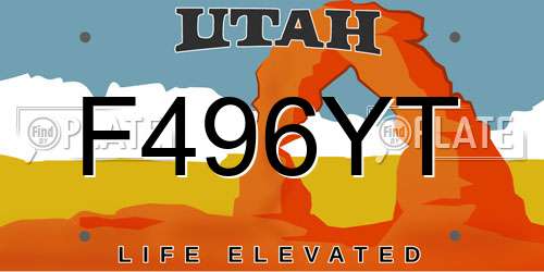 F496YT Utah License Plate