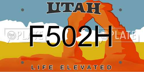 F502H Utah License Plate