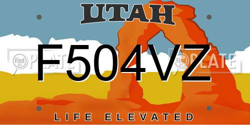 F504VZ Utah License Plate