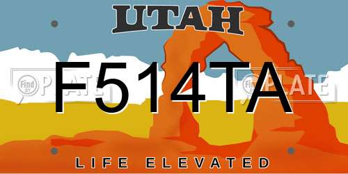 F514TA Utah License Plate