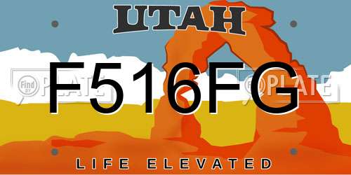 F516FG Utah License Plate