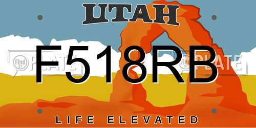 F518RB Utah License Plate