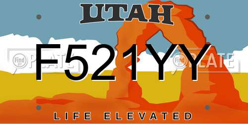F521YY Utah License Plate