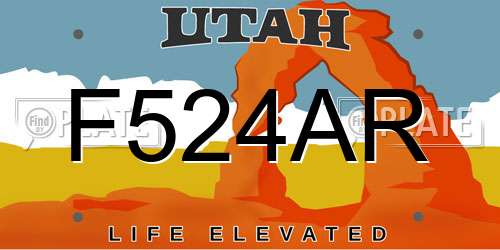 F524AR Utah License Plate