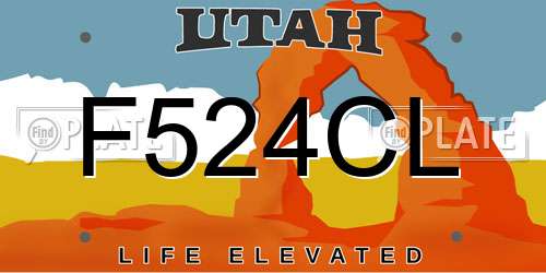 F524CL Utah License Plate