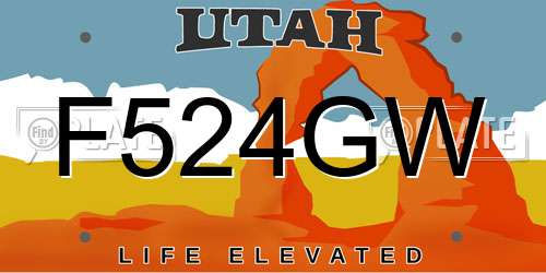 F524GW Utah License Plate