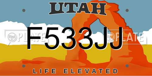 F533JJ Utah License Plate